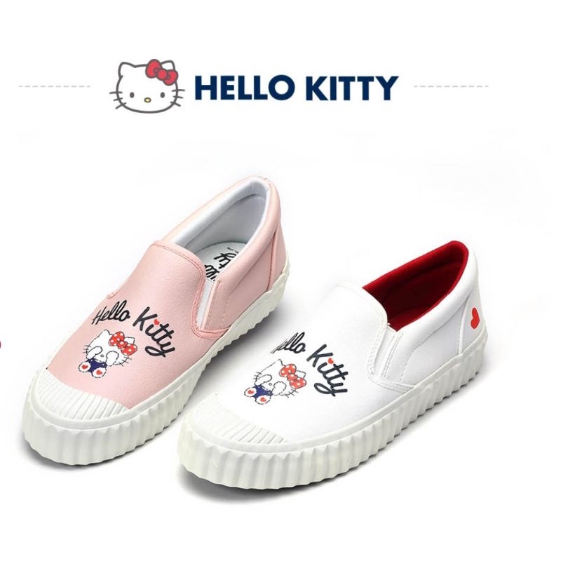 HELLO KITTY 女鞋 耐磨防滑橡膠底 餅乾鞋 帆布鞋 懶人鞋 白色 粉色 921007