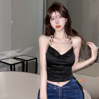 Women Slim Fit Sexy Halter Top Sleeveless Camisole Top Chain