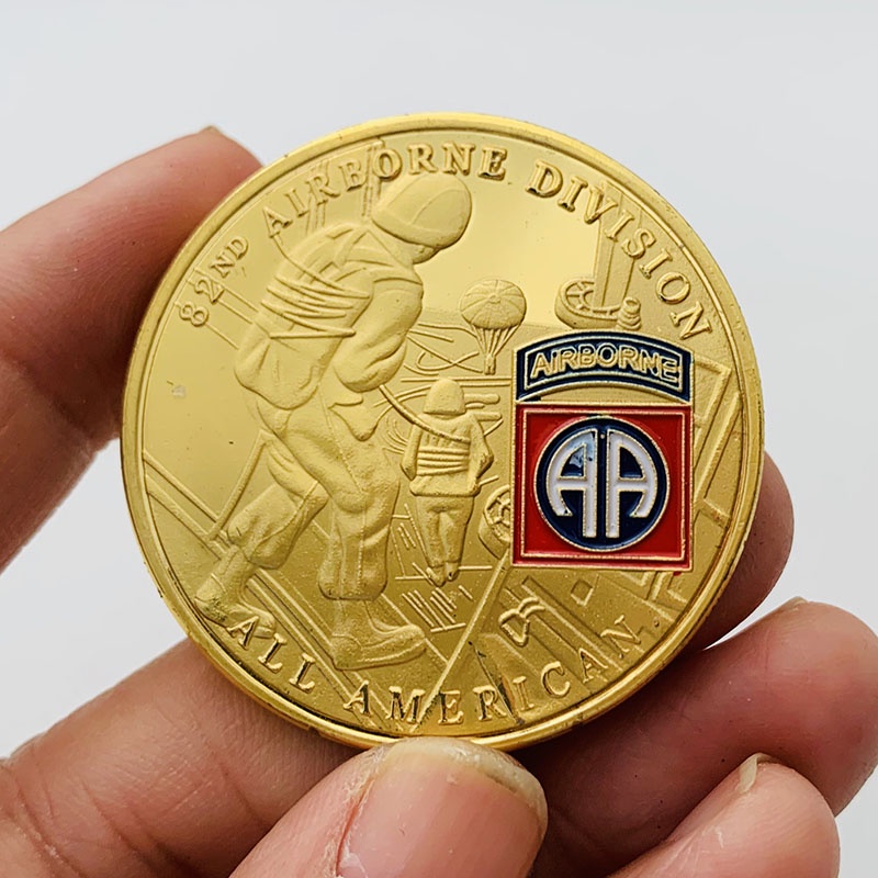 美國82空降師狙擊手鍍金紀念幣 把玩金幣跳傘兵硬幣紀念章