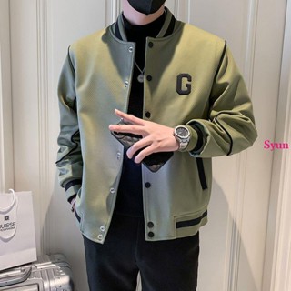 外套男 高階感斜紋棒球服 修身夾克男 百搭春秋季新款外套潮牌流行上衣