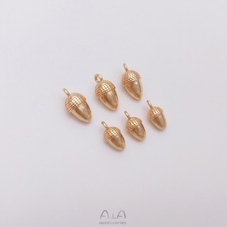 Ala----14K包金保色松果小吊墜光面堅果小滴溜掛件手工diy手鏈耳環吊飾