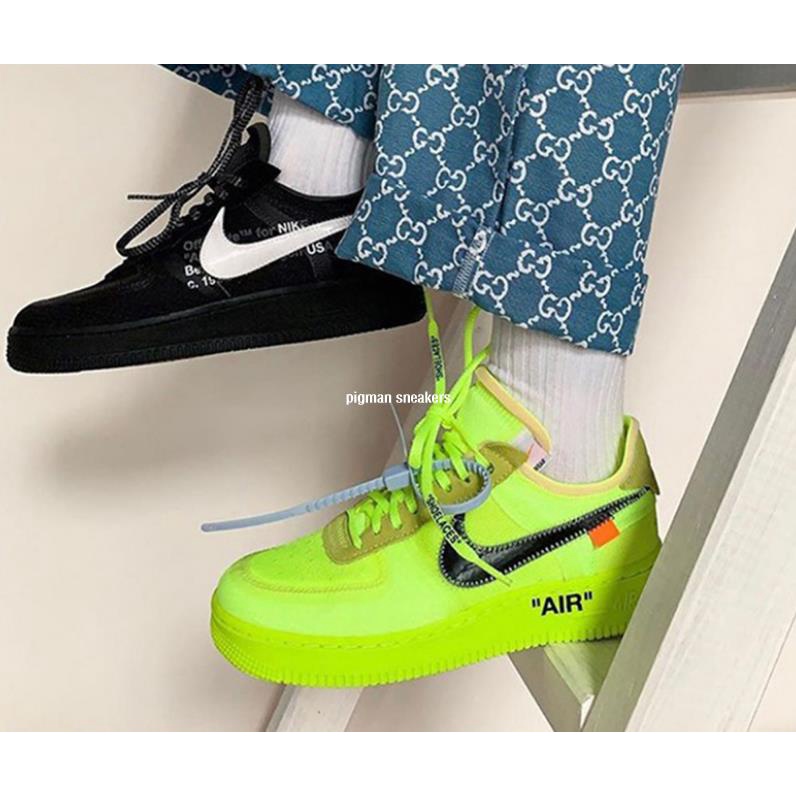 Off White x NIKE Air Force 1 Low OW 檸檬黃 男滑板鞋AO4606-700
