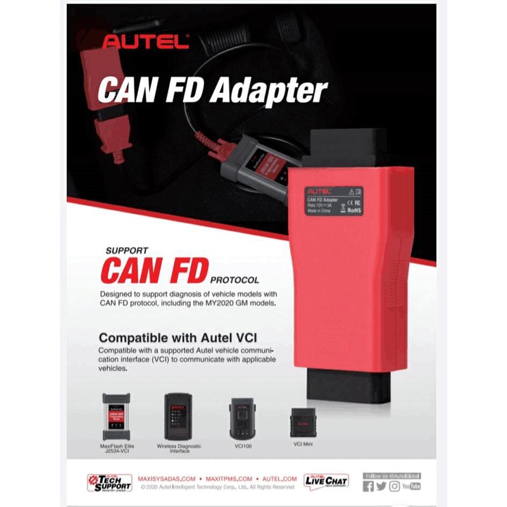 推薦Original Autel CAN FD Adapter Global同MS906 MS906BT 808可用x