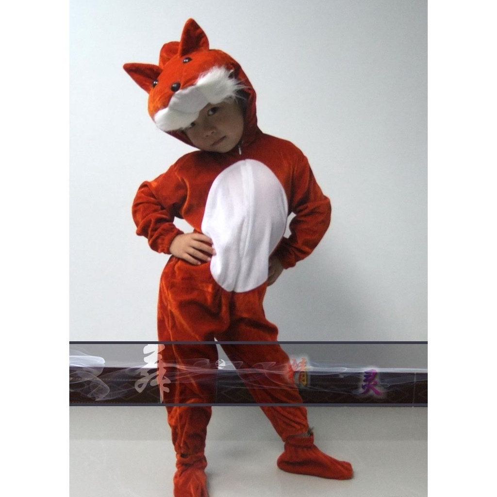 兒童動物造型連身表演服 男女舞臺飾成人服裝狐狸卡通表演衣服