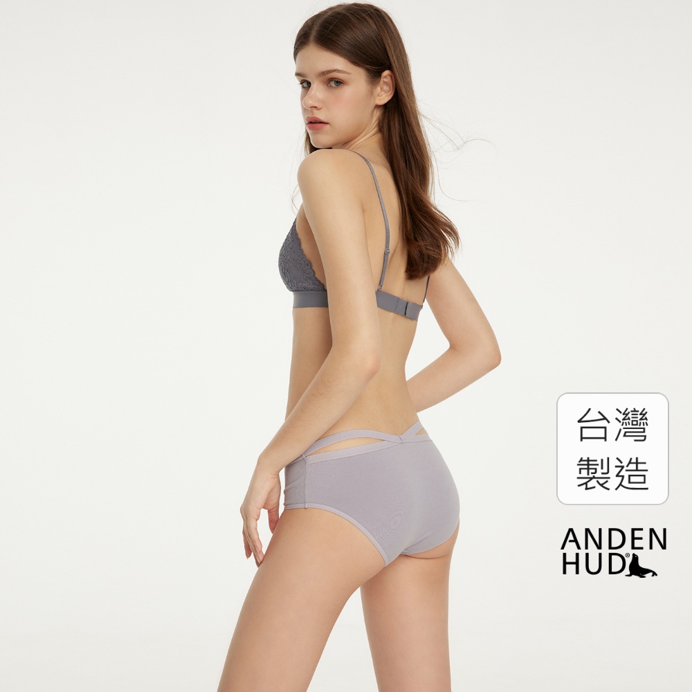 【Anden Hud】休息一夏．交叉美臀中腰三角內褲(休憩紫) 純棉台灣製