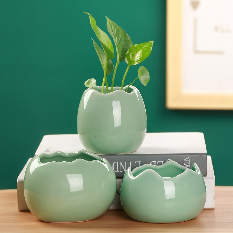 現代 簡約 陶瓷 小花瓶 創意 青瓷 水培 綠蘿花瓶 擺件 客廳 插花 家居裝飾品