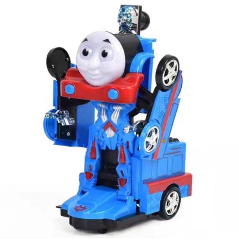台灣現貨 全新萬向火車 機器人湯瑪士造型電動車 托瑪斯電動火車 變形金剛 聲光 萬向 電動車 變形 火車機器人