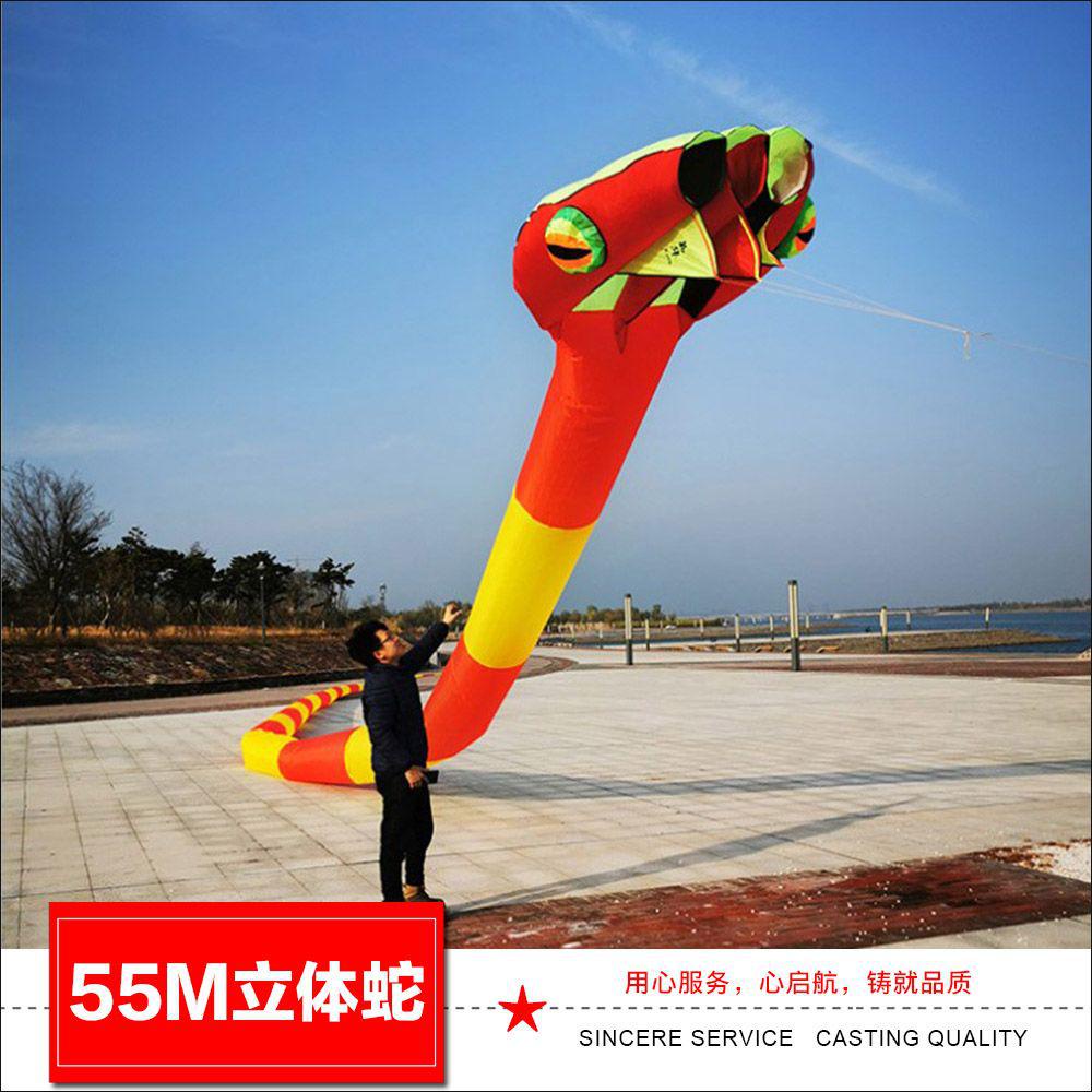 2020年新款55米軟體大蛇風箏成人大型無骨架長尾易飛風箏濰坊風箏