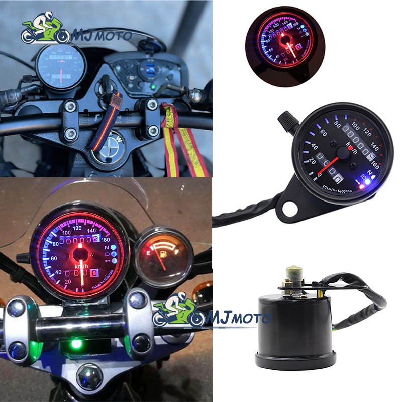 ~MJMOTO~機車改裝里程錶 雙計里程錶 車速表 里程錶 通用 復古LED指示燈 時速表 公里表 野狼 KTR