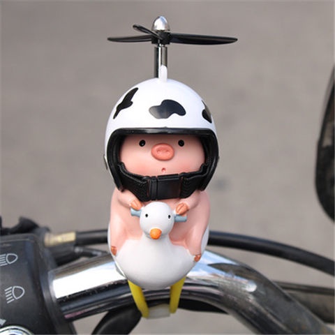 頭盔豬小黃鴨車載擺件電動車網紅裝飾用品車外自行車摩托車平衡車機車裝飾