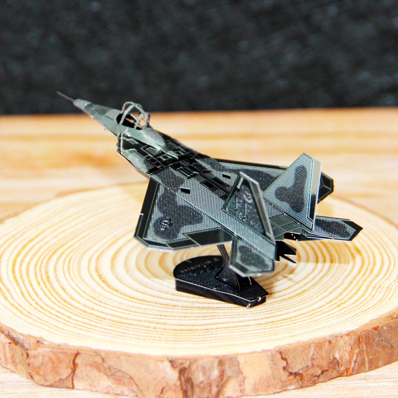 愛拼 全金屬不銹鋼DIY拼裝模型3D迷你立體拼圖 F22戰斗機 彩色