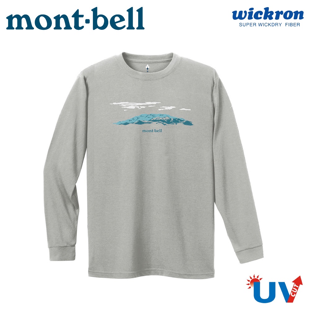 【Mont-Bell 日本 男 WIC. L/S T MOUNTAIN RANGE長袖排T《淺灰》】1114654/長T