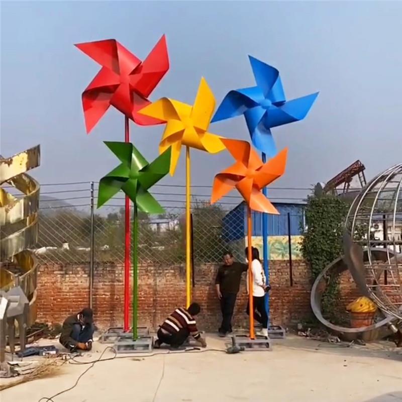 熱銷新品 不銹鋼大風車雕塑大型戶外風動旋轉金屬轉動庭院創意裝飾景觀擺件