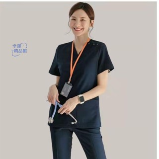 韓版新款女刷手服短袖彈性透氣洗手衣診所醫院制服護士服褲裝醫生服護理服藥師服藥房門診口腔牙科眼科醫院工作服 優品