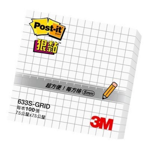 3M™ Post-it® 利貼® 狠黏™ 方格便條紙 633S-GRID 白色
墊腳石購物網