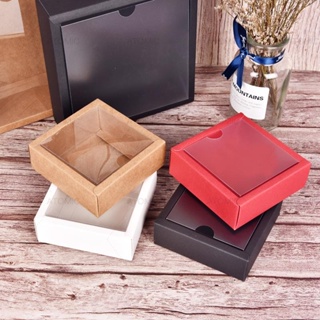 AT熱賣 空盒 手工皁紙盒 氣墊透明蓋包裝盒 正方形磨砂小盒 盒子定做