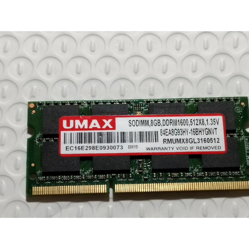 UMAX DDR3 1600  8G 筆電記憶體