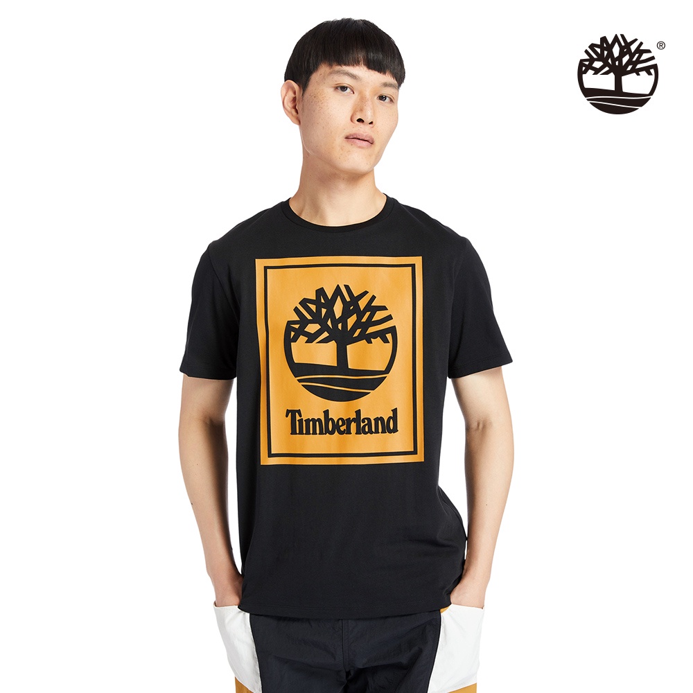 Timberland 男款黑色有機棉胸前LOGO短袖T恤|A2AJ1P56