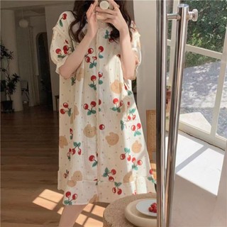 🔆小甜甜日系美衣👙可愛夏季睡裙女夏天2024年新款ins風櫻桃小熊家居服套裝蕾絲睡衣