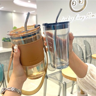 👍臺灣優選👍極光雙飲隨行杯 750ml環保杯 大容量吸管杯 咖啡杯 手提水杯 透明玻璃杯子 水壺
