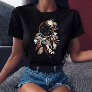 Flower Dreamcatcher T-shirt 歐美INS捕夢網印花女士T恤短袖夏季