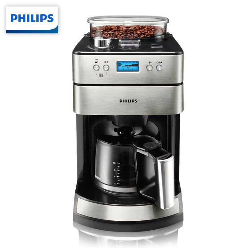 飛利浦咖啡機全自動傢用小型研磨一體美式現磨豆粉兩用HD7751
