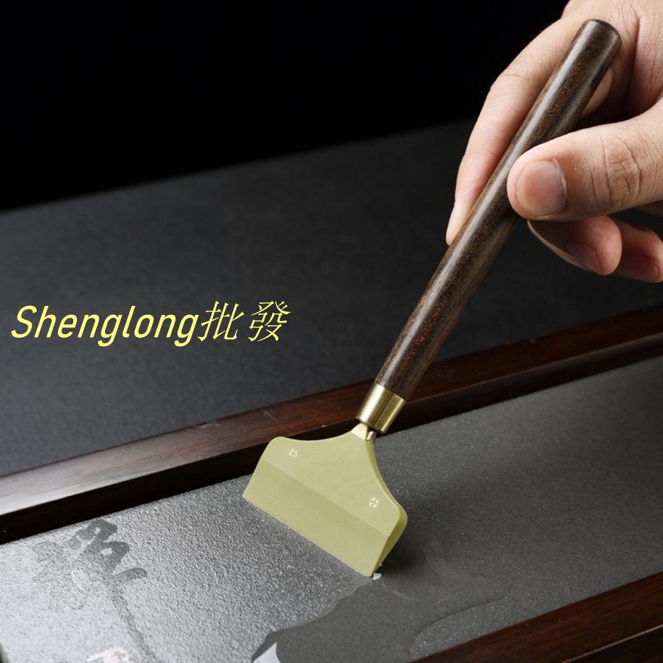 Shenglong百货黑檀木硅膠茶刷功夫茶盤清潔掃水器泡茶工具茶刮茶道配件茶藝刷子