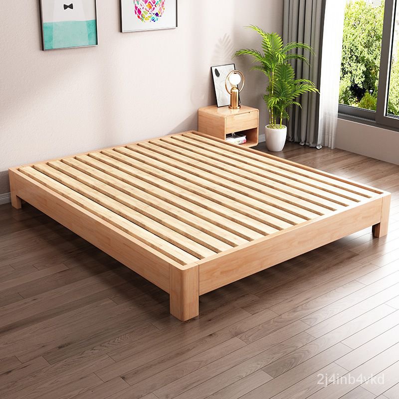 【熊貓傢具】實木床架子排骨架簡約無床頭床1.2/1.5米尺寸可定製日式榻榻米床 床架