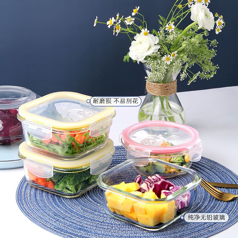 玻璃食品留樣迷你小飯盒帶蓋密封小號輔食工具保鮮盒可微波烤箱碗