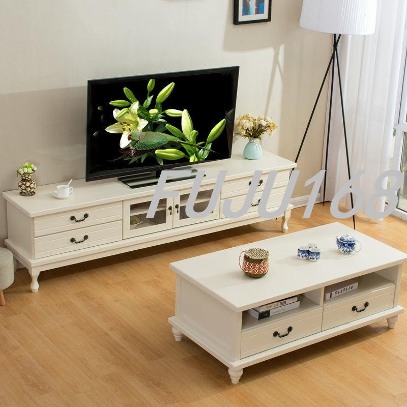 實木電視櫃臥室現代簡約小戶型客廳電視機櫃茶幾組合迷妳地櫃歐式-FUJU生活