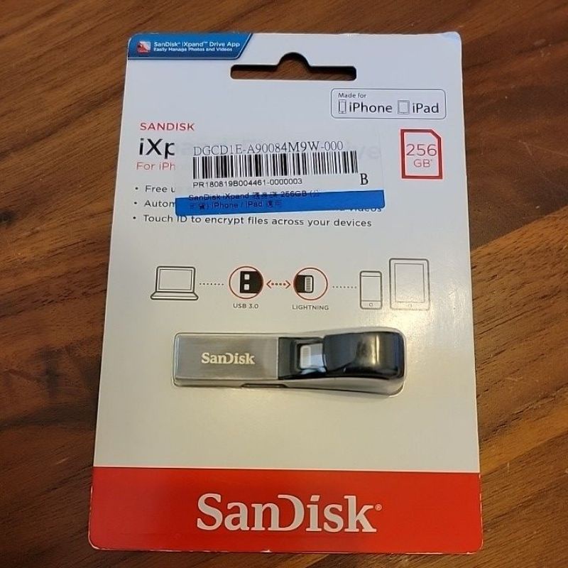 [全新現貨, 特價優惠] SanDisk iXpand iOS專用行動隨身碟 256GB 台灣公司貨