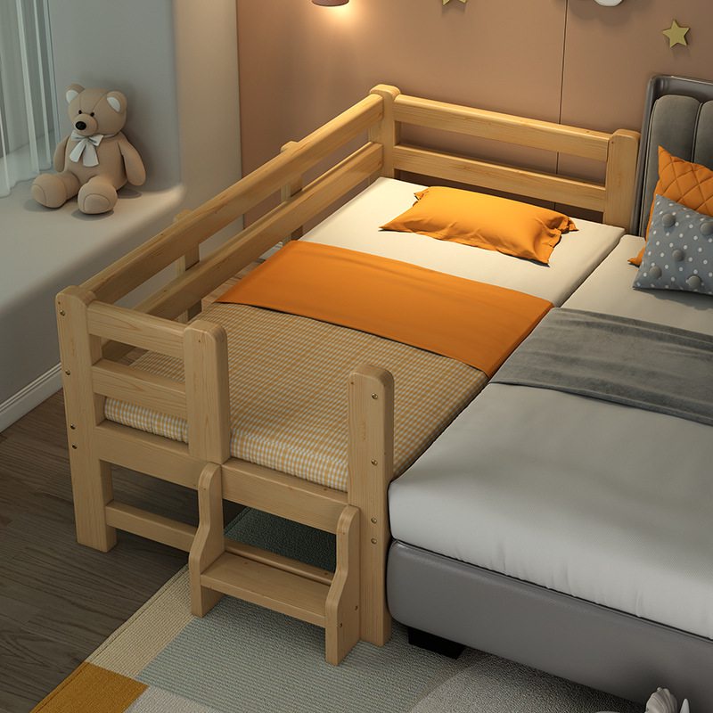 床邊床 床邊床 床架加寬床拚接床實木兒童床鬆木床簡單加寬加長床闆護欄童床