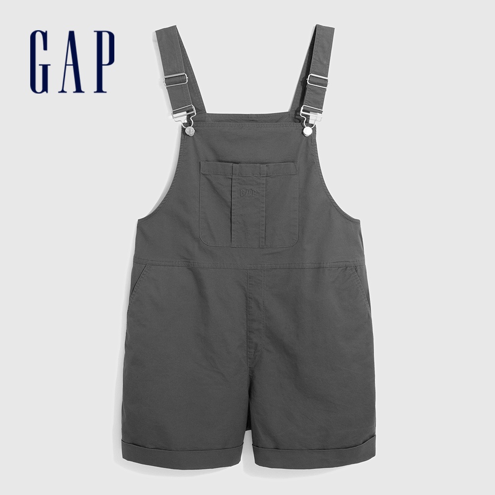 Gap 女裝 Logo寬鬆工裝風吊帶短褲-碳灰色(714092)