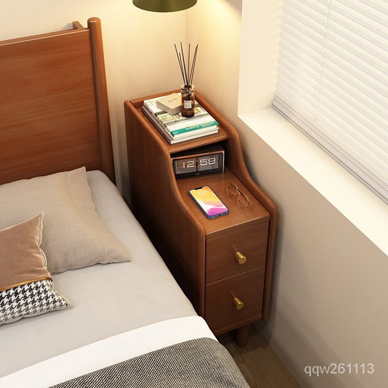 實木床頭櫃小型簡約現代傢用臥室床邊櫃極窄20公分墻邊夾縫置物櫃\名優居傢旂艦店