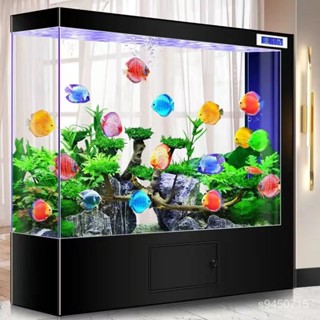 【免運到府 可開發票】 新款生態金魚缸 水族箱 超白玻璃屏風 隔斷長方形傢用客廳落地大中型 魚缸 玻璃魚缸 生態魚缸 缸