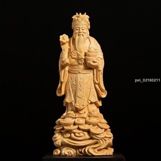金滿堂開光風水崖柏木雕財神爺佛像風水擺件家居擺飾實木手工工藝品開業旺財禮品