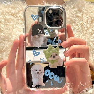 鏡面三隻可愛小狗iPhone14手機殼蘋果13/12/11promax軟xs/xr女78p