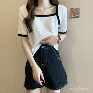 GP實拍 女生短袖 女生韓係衣服 正韓棉t 上衣女生韓版 寬鬆 t恤短袖T恤女裝夏季2022新款大碼寬鬆顯瘦設計感百搭