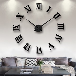 3D Roman Numerals Design DIY Acrylic Mirror Wall Clock / 3D