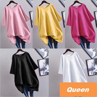 Queen👑M-4XL 大尺碼 大尺碼上衣 大尺碼T恤 長版T恤 中長款短袖t恤女夏季韓版大尺碼女裝休閑寬松半袖上衣服