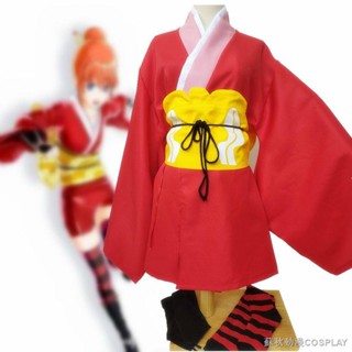cosplay 服裝 吉原神樂COS服 衣服銀魂COSPLAY紅色和服全套 漫展女表演拍照動漫 日系日式甜美