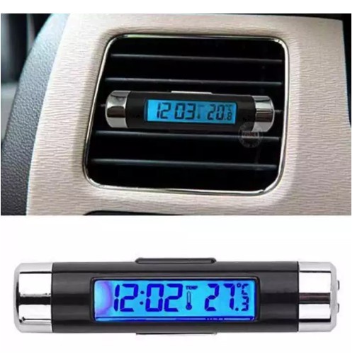 K01 Car Air Vent Clip Electronic Clock and Thermometer