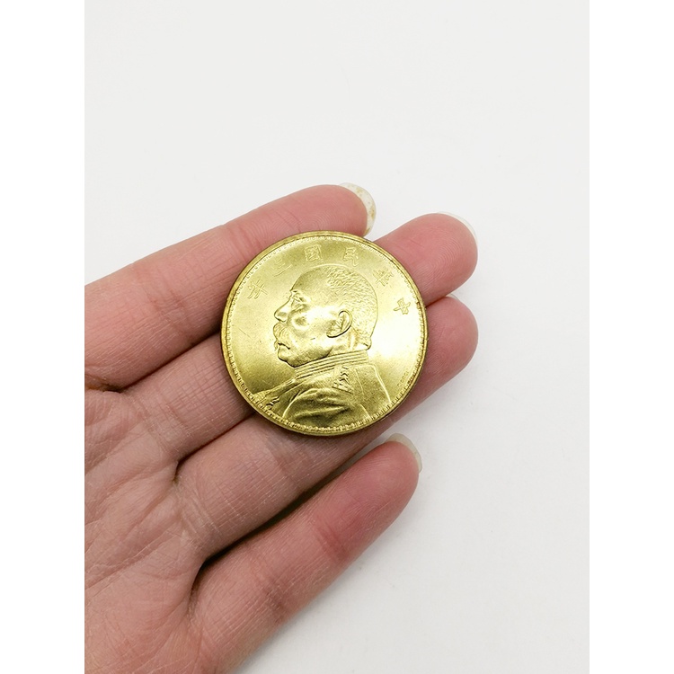 珍稀版袁大頭三年簽字版大洋仿古玩銀元花邊黃銅金幣裝飾硬幣擺件