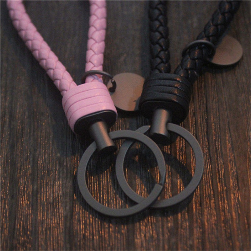 新品 個性 編織皮繩鑰匙扣圈環個性簡約男女訂製情侶潮汽車鑰匙鏈吊飾bv訂製