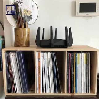 木板 木架 實木 木條 木塊 木片 實木黑膠唱片三格櫃 可疊放 大容量收納書櫃放客廳臥室儲物