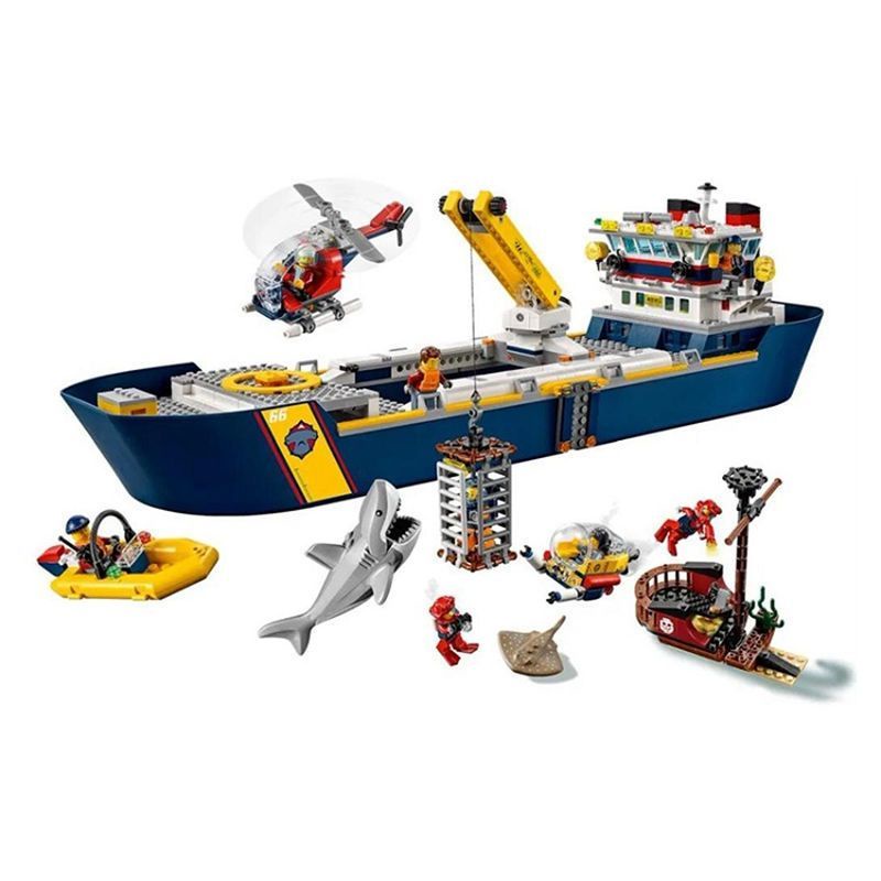 海洋積木 輪船 兼容樂高新品城市系列巡邏海洋探險巨輪船拼裝積木船玩具兒童禮物
