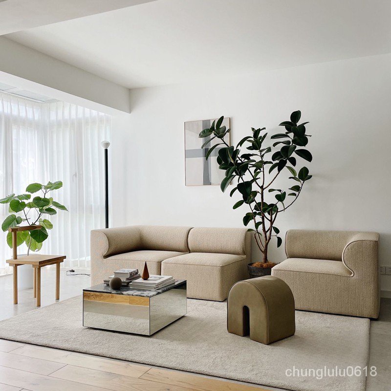【現貨】北歐豆腐塊佈藝三人日式簡約現代大戶型客廳模塊轉角組閤設計沙發