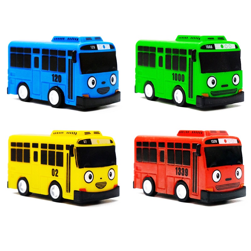 【熱銷精選】tayo 小巴士 校車玩具 Tayo 迷你小巴士 四色回力校巴 可開車門早教回力滑行玩具