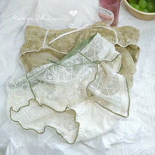 【文藝青年】女士內褲 蕾絲內褲少女夏季超薄款性感純慾風裸感透氣學生可愛貓咪三性感 中低腰 底褲 透氣款 純棉 韓係內著