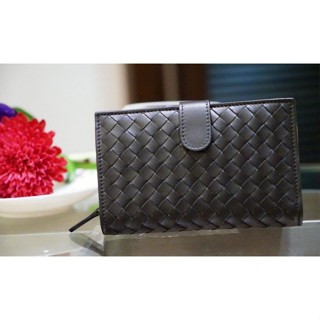 二手Bottega Veneta 黑 編織 小羊皮 中夾 121060 有現貨